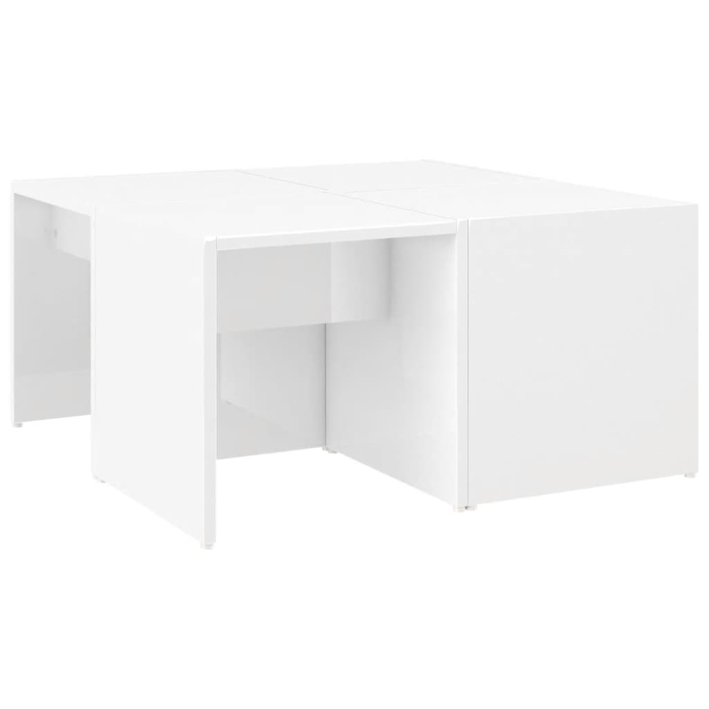 Tavolini da Salotto 4 pz Bianco Lucido 33x33x33 cm Multistrato