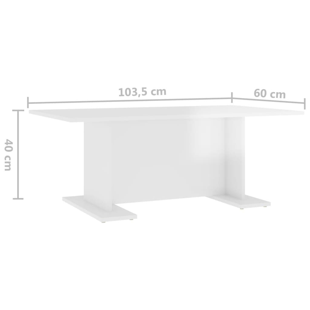Tavolino Salotto Bianco Lucido 103,5x60x40cm Legno Multistrato