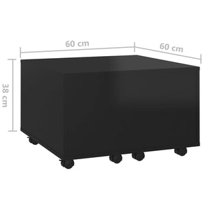 Tavolino da Salotto Nero Lucido 60x60x38 cm Legno Multistrato