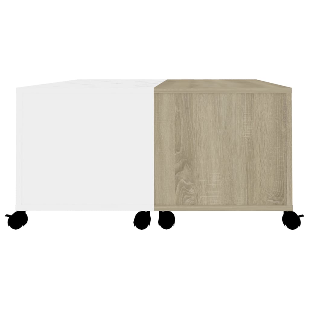 Tavolino Salotto Bianco e Rovere Sonoma 75x75x38 cm Multistrato