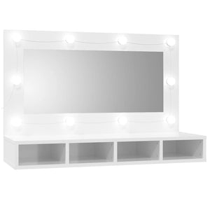 Mobile a Specchio con LED Bianco Lucido 90x31,5x62 cm
