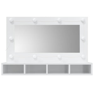 Mobile a Specchio con LED Bianco Lucido 90x31,5x62 cm
