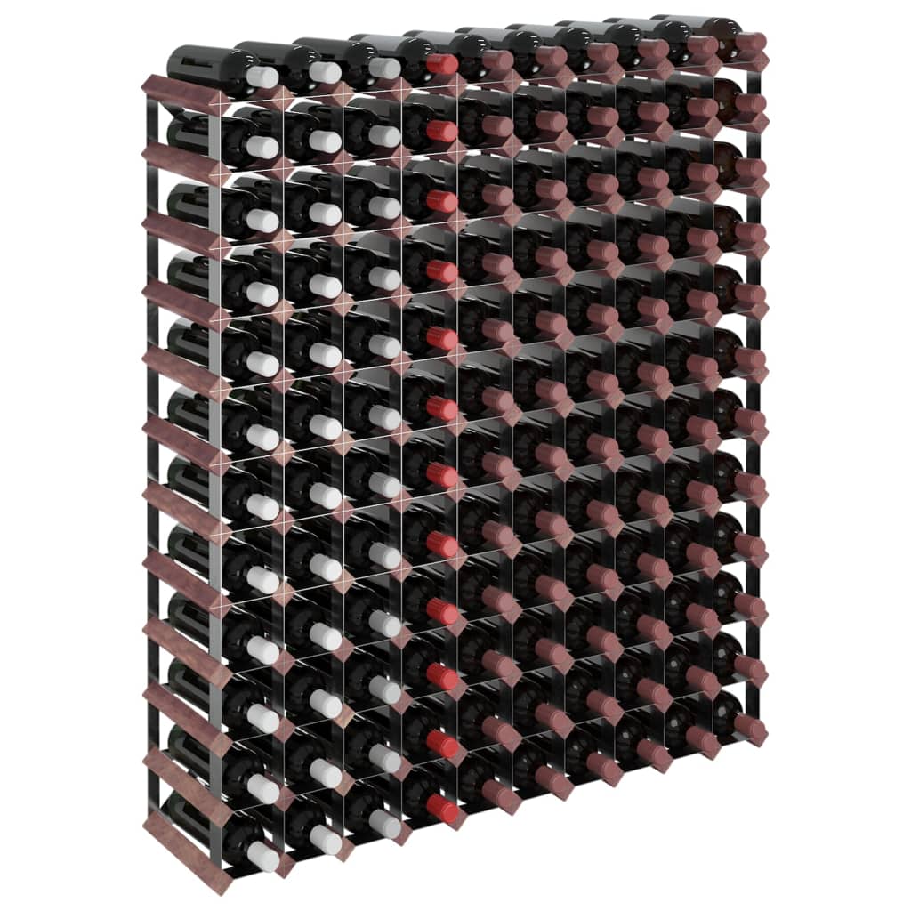 Portabottiglie per 120 Bottiglie Legno Massello di Pino Marrone