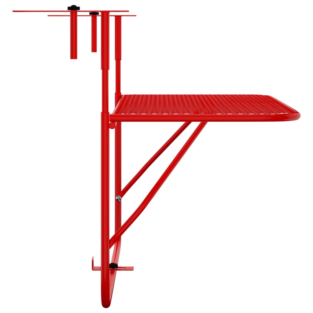 Tavolo da Balcone Rosso 60x40 cm in Acciaio