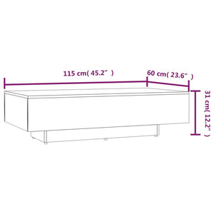 Tavolino da Salotto Rovere Fumo 100x49,5x31cm Legno Multistrato