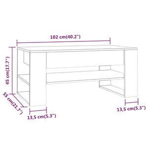 Tavolino da Caffè Rovere Marrone 102x55x45 cm Legno Multistrato