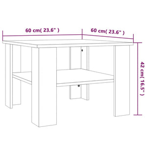 Tavolino da Salotto Rovere Fumo 60x60x42 cm Legno Multistrato