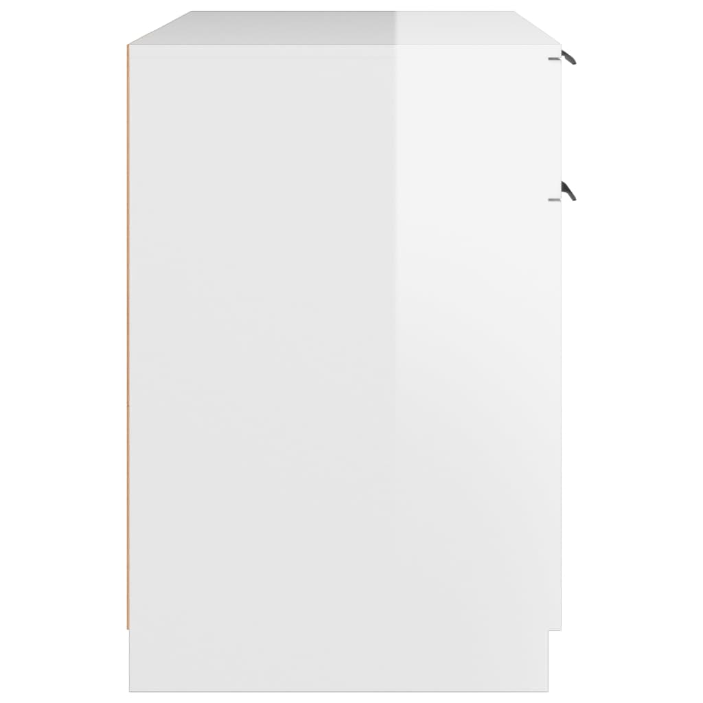Scrivania Bianco Lucido 100x50x75 cm in Legno Multistrato