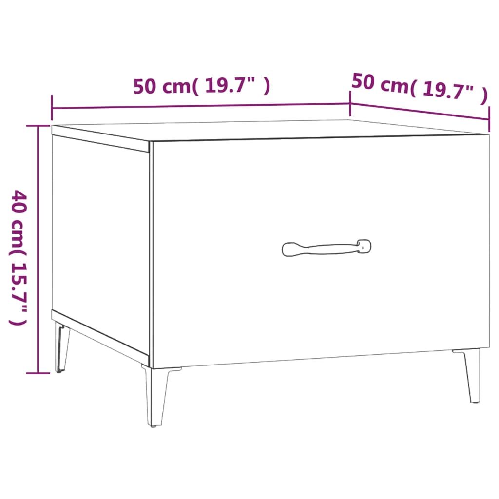 Tavolini Salotto Gambe in Metallo 2 pz Bianco Lucido 50x50x40cm