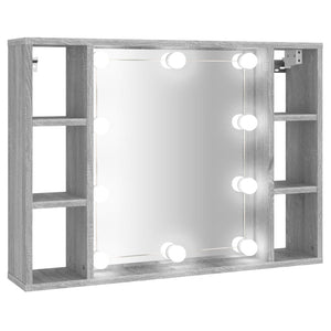 Mobile a Specchio con LED Grigio Sonoma 76x15x55 cm