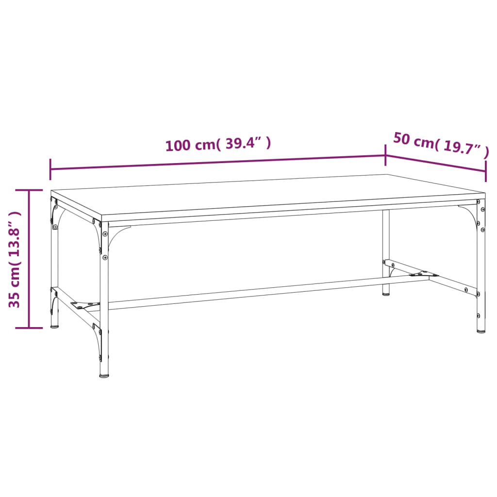 Tavolino da Salotto Rovere Sonoma 100x50x35cm Legno Multistrato