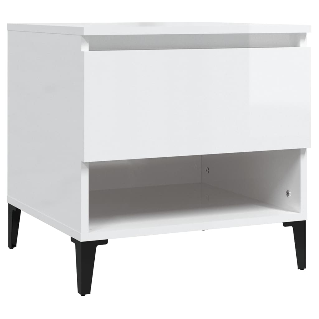Tavolino Bianco Lucido 50x46x50 cm in Legno Multistrato