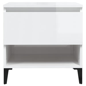 Tavolino Bianco Lucido 50x46x50 cm in Legno Multistrato