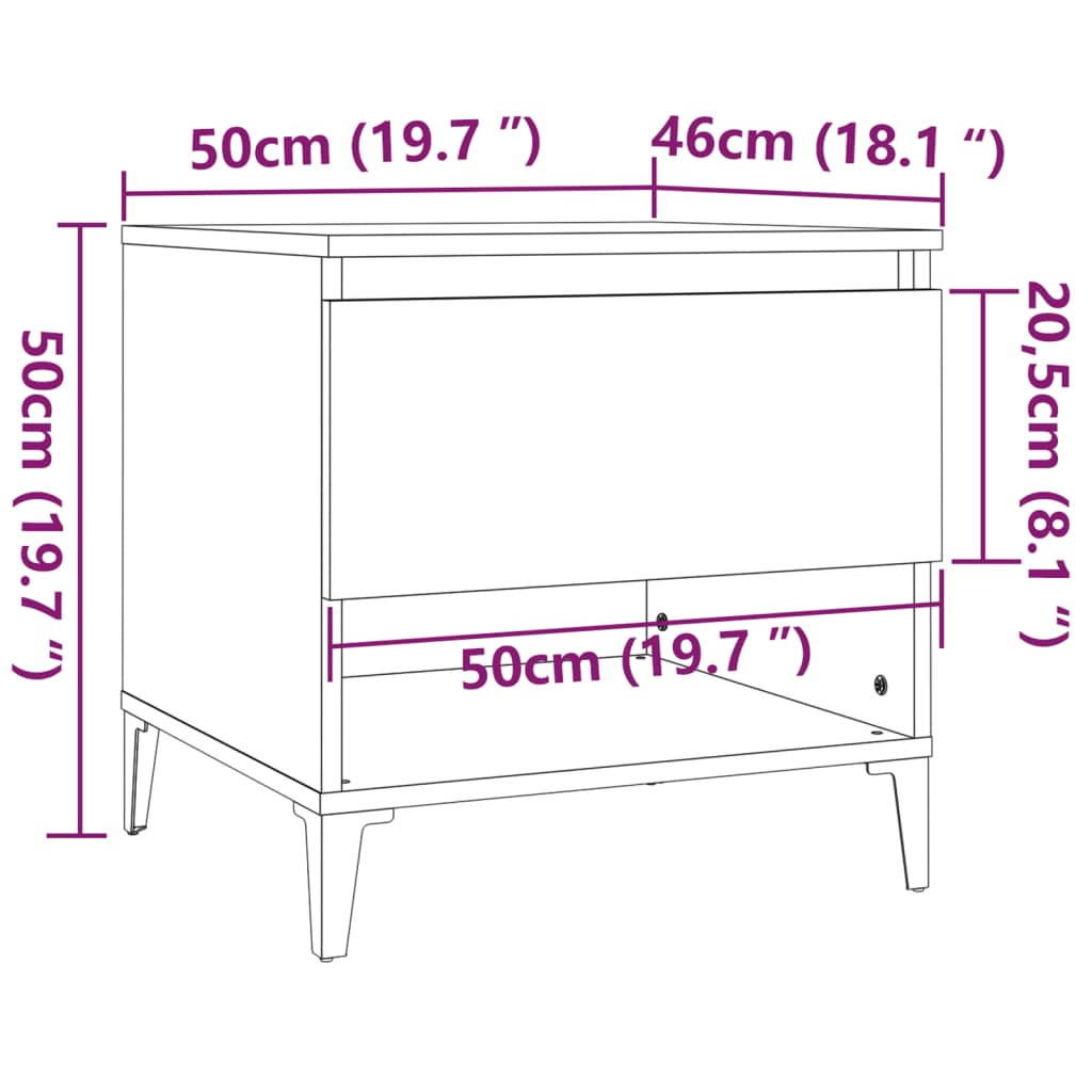 Tavolino Grigio Cemento 50x46x50 cm in Legno Multistrato