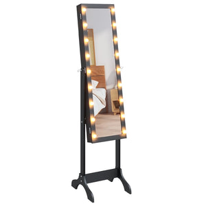 Specchio Autoportante con LED Nero 34x37x146 cm