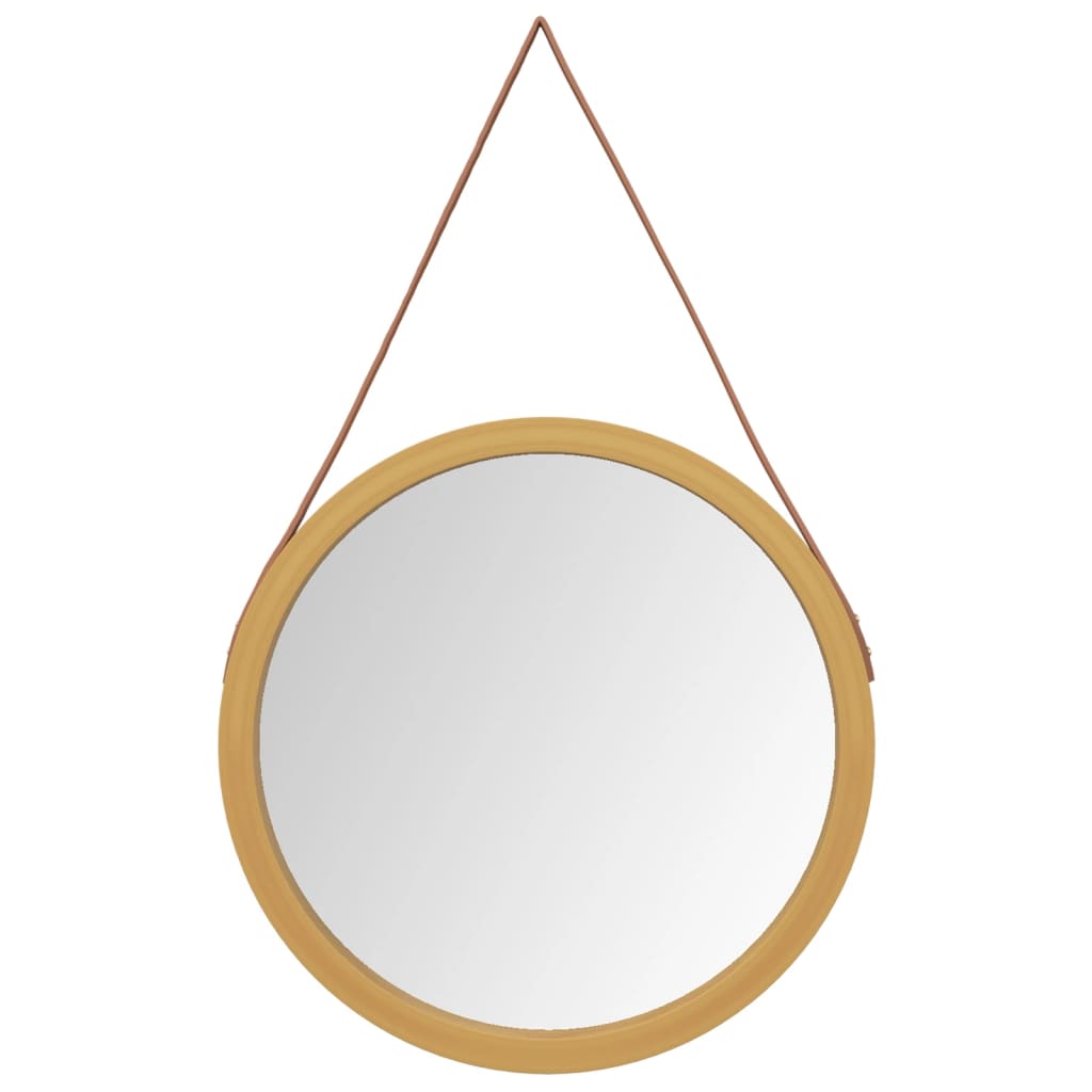 Specchio da Parete con Cinghia Dorato Ø 55 cm