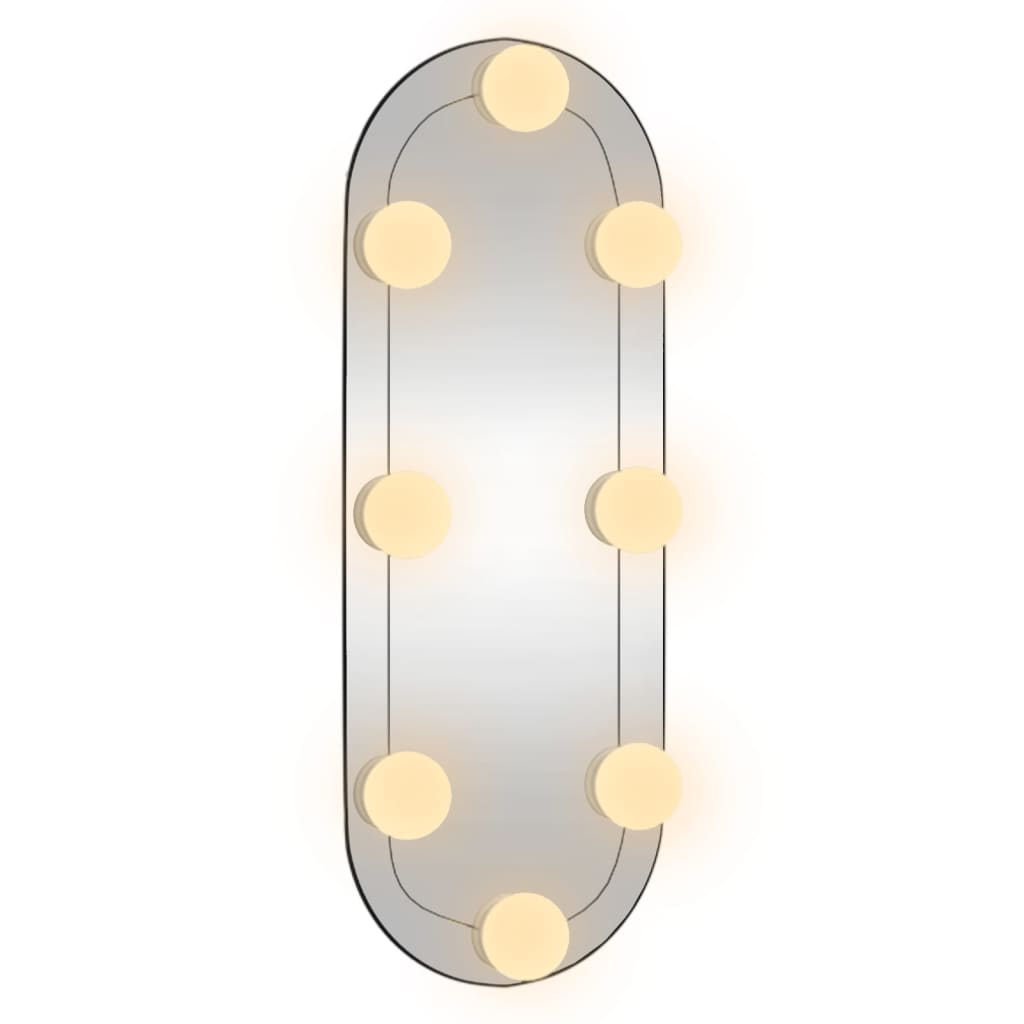Specchio da Parete con Luci LED 15x40 cm Vetro Ovale