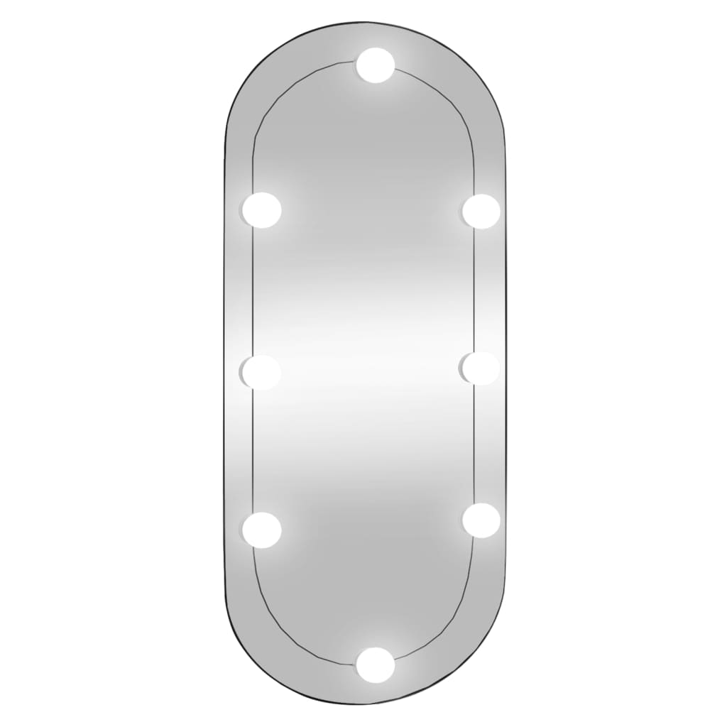 Specchio da Parete con Luci LED 35x80 cm Vetro Ovale