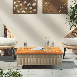 Tavolo da Giardino Beige 70x70x25cm in Rattan e Legno di Acacia